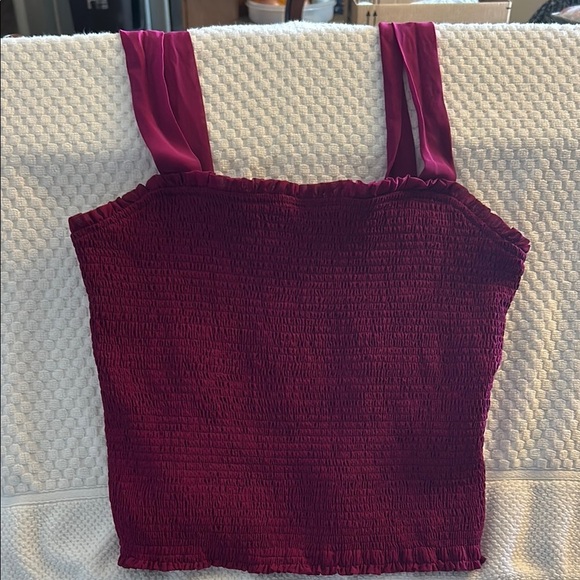 Bar III Red Smocked Tie Front Tank Top - Picture 4 of 5